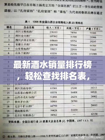 最新酒水銷量排行榜，輕松查找排名表，洞悉市場趨勢！